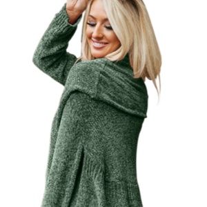 Green Chenille Cardigan